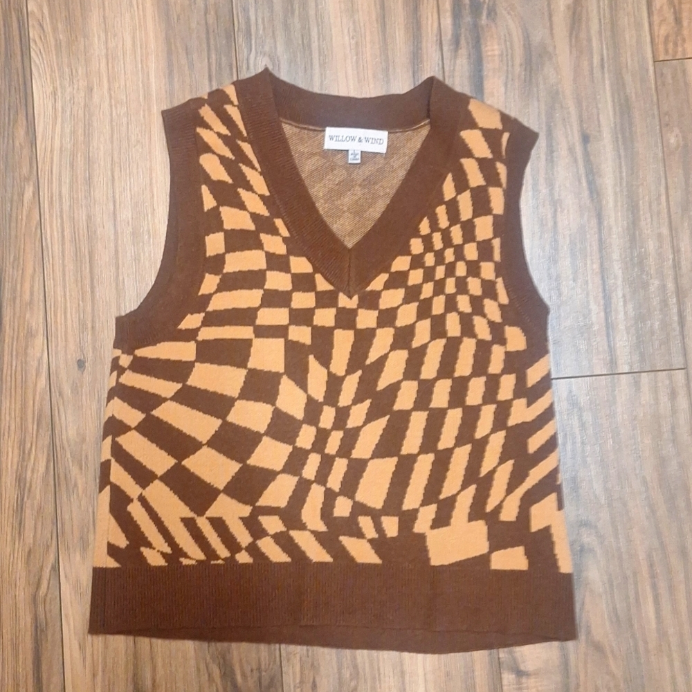 Brown and tan sweater vest